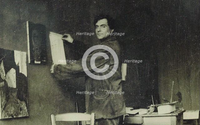 Amedeo Modigliani in his studio, 1910s.