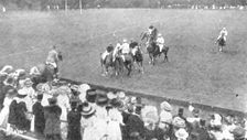 America winning the International Cup for Polo: last Monday's play at Hurlingham, 1909. Creator: Illustrations Bureau