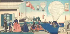 America”: Enjoying Hot Air Balloons , 1867. Creator: Utagawa Yoshitora