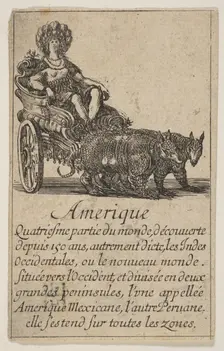 America, from Game of Geography (Jeu de la Géographie), 1644. Creator: Stefano della Bella