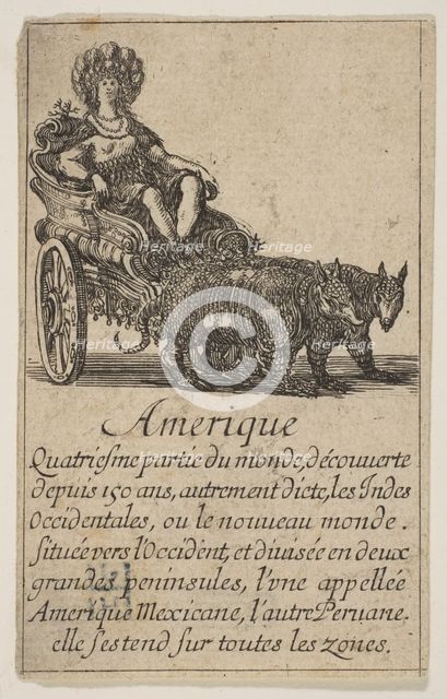 America, from 'Game of Geography' (Jeu de la Géographie), 1644. Creator: Stefano della Bella.
