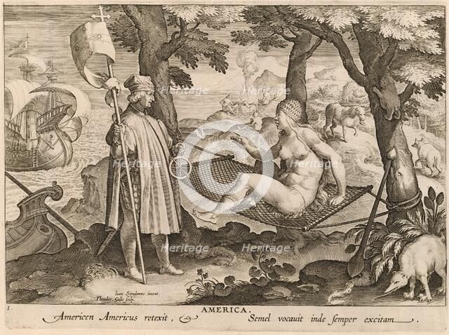 America: pl.1, c. 1580/1590. Creator: Theodoor Galle.