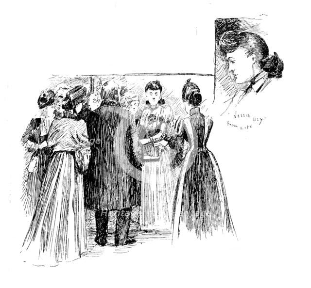 America Revisited by our Special Artist:...Nellie Bly...after her journey round the world, 1890. Creator: Unknown.