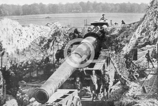 American 14 inch railway gun, Meuse-Argonne Offensive, France, 1918. Artist: Unknown