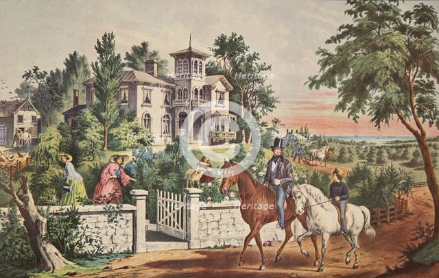 American Country Life - May Morning, pub. 1855, Currier & Ives (Colour Lithograph)
