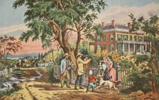 American Country Life - October Afternoon,pub. 1855, Currier & Ives (Colour Lithograph)