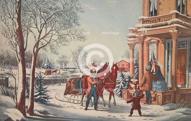 American Country Life, Pleasures of Winter, pub. 1855,  Currier & Ives (Colour Lithograph) 