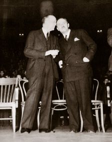 American Communist leaders William Foster and Earl Browder, 1940. Creator: Unknown