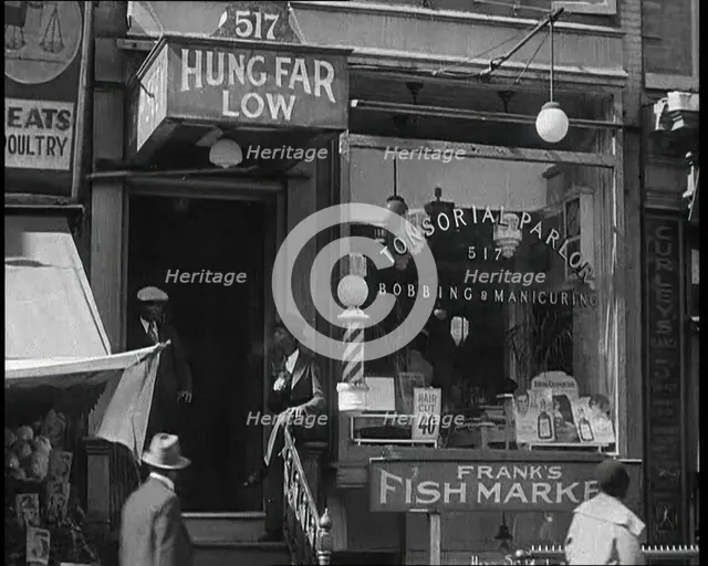 American Civilians Outside a Bobbing and Manicure Parlour, 1930s. Creator: British Pathe Ltd.