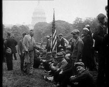 American Civilians Gathering in Front of the White House in Washington DC in a Demonstration, 1930. Creator: British Pathe Ltd