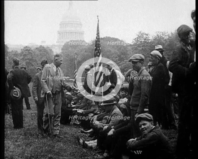 American Civilians Gathering in Front of the White House in Washington DC in a Demonstration, 1930. Creator: British Pathe Ltd.