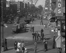 American Civilians Walking on the Pavement on the Streets , 1930s. Creator: British Pathe Ltd