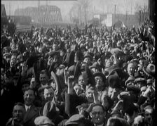 American Crowds Waving and Listening to Former French Prime Minister Georges Clemenceau in..., 1922. Creator: British Pathe Ltd