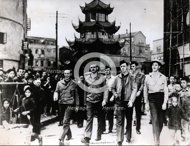 American and Chinese soldiers after the liberation of China, World War II, 1945. Artist: Unknown