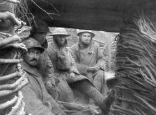 American and French troops in a trench at the front, 1917-1918