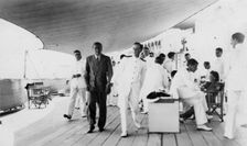 American actor and film director Douglas Fairbanks, Sr on board HMS Malaya Venice, Italy 1938