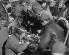 American Airmen Sitting and Eating in an Airfield, 1943-1944. Creator: British Pathe Ltd