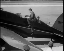 American Aviator Charles Augustus Lindbergh and His Wife Anne Morrow Lindbergh Embarking..., 1930s. Creator: British Pathe Ltd