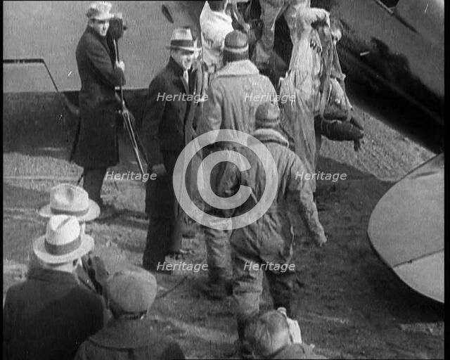 American Aviator Charles Augustus Lindbergh and His Wife Anne Morrow Lindbergh Wearing..., 1930s. Creator: British Pathe Ltd.