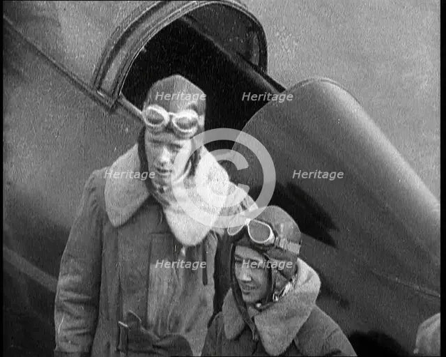 American Aviator Charles Augustus Lindbergh and His Wife Anne Morrow Lindbergh Wearing..., 1930s. Creator: British Pathe Ltd.