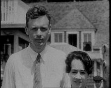 American Aviator Charles Augustus Lindbergh and His Wife Anne Morrow Lindbergh Posing..., 1930s. Creator: British Pathe Ltd