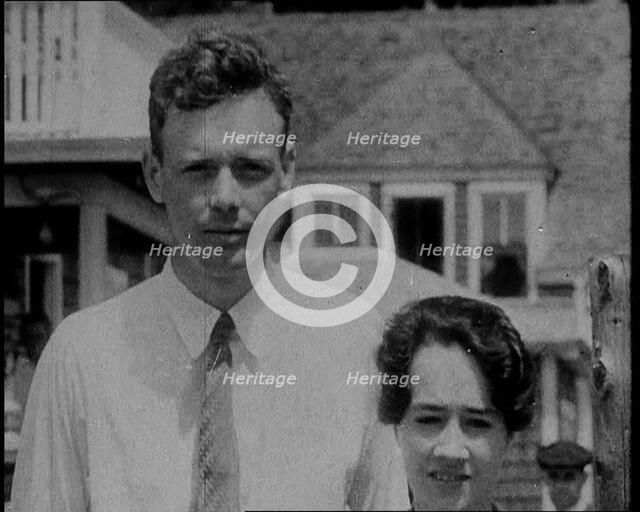 American Aviator Charles Augustus Lindbergh and His Wife Anne Morrow Lindbergh Posing..., 1930s. Creator: British Pathe Ltd.