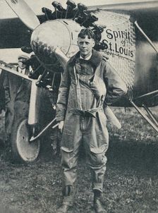 American aviator Charles Lindbergh and his plane, Spirit of St Louis c1927 (c1937)