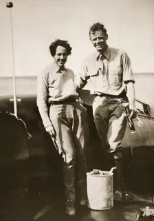 American aviator Charles Lindbergh and his wife Anne after their flight to Japan, 1931. Creator: Unknown