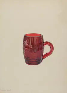 American "Bohemian" Glass Mug, c. 1939. Creator: Frank M Keane