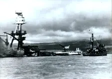 American battleship USS Arizona Pearl Harbour, Hawaii, World War II, 7 December 1941. Creator: Unknown