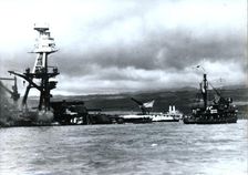 American battleship USS Arizona Pearl Harbour, Hawaii, World War II, 7 December 1941