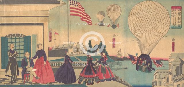 American Balloon Ascension (Amerikakoku), 6th month, 1867. Creator: Utagawa Yoshitora.