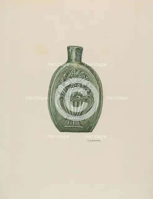 American Glass Flask, c. 1937. Creator: William Kieckhofel.