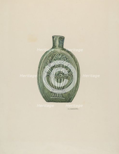 American Glass Flask, c. 1937. Creator: William Kieckhofel.