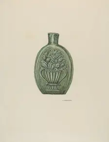 American Glass Flask, c. 1937. Creator: William Kieckhofel
