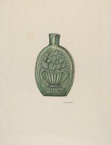 American Glass Flask, c. 1937. Creator: William Kieckhofel
