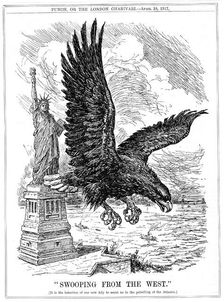 American eagle swooping to guard the Atlantic, 1917