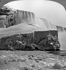 American Falls, Niagara Falls, in winter, New York, USA.Artist: Realistic Travels Publishers