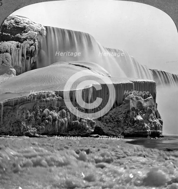 American Falls, Niagara Falls, in winter, New York, USA.Artist: Realistic Travels Publishers