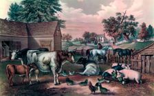 American Farm Yard in the Evening 1857. Artist: Currier and Ives