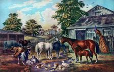 American Farm Yard in the Morning 1857. Artist: Currier and Ives