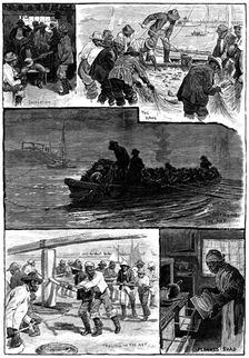 American Fisheries: shad-fishing on the Delaware, 1883. Creator: T. S. Bayley