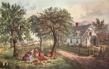 American Homestead - Autumn, pub. 1869, Currier & Ives (Colour Lithograph)
