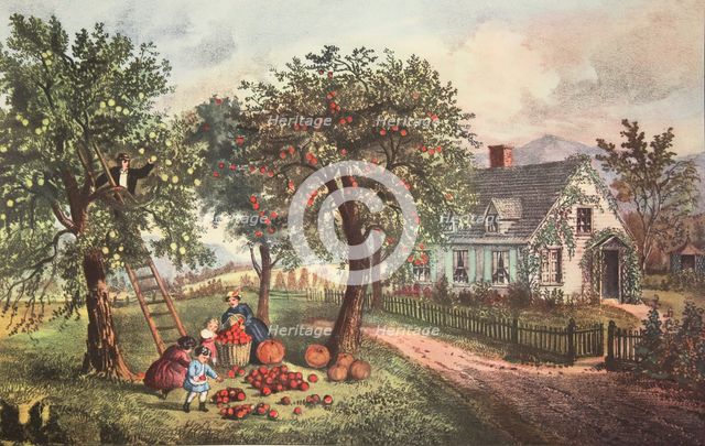 American Homestead -  Autumn, pub. 1869, Currier & Ives (Colour Lithograph)