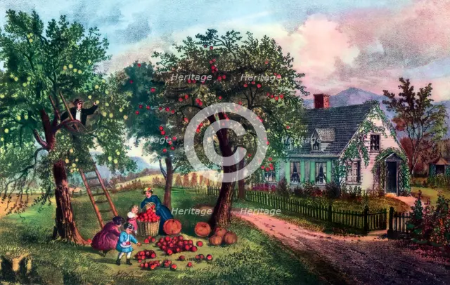 'American Homestead in Autumn', 1869. Artist: Currier and Ives