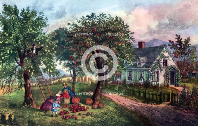 'American Homestead in Autumn', 1869. Artist: Currier and Ives