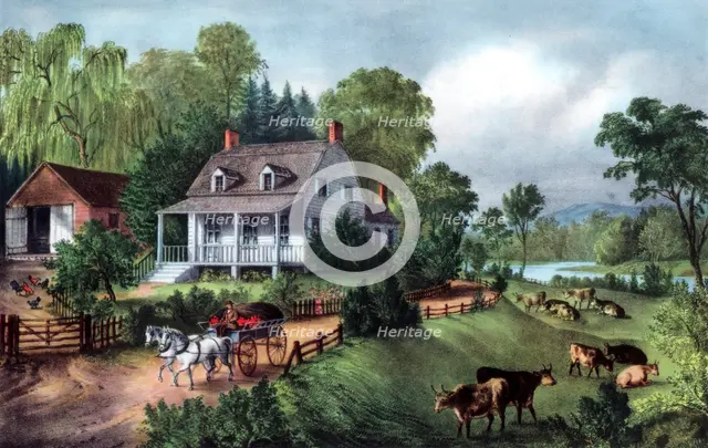 'American Homestead in Summer', 1868. Artist: Currier and Ives