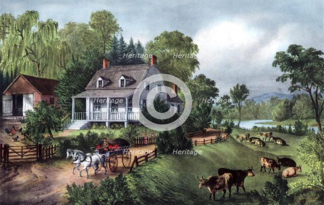 'American Homestead in Summer', 1868. Artist: Currier and Ives