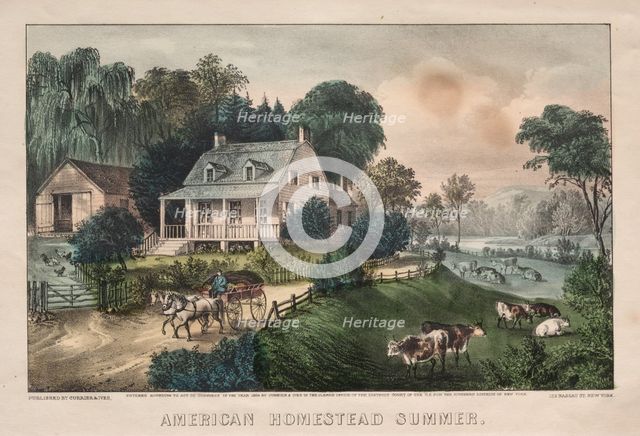 American Homestead, Summer, 1869. Creator: James Merritt Ives (American, 1824-1895), and ; Nathaniel Currier (American, 1813-1888).