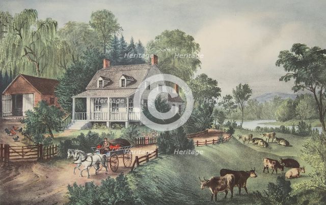 American Homestead -  Summer, pub. 1868,  Currier & Ives (Colour Lithograph)